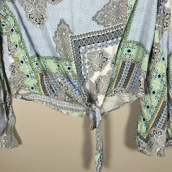 Altar’d State Paisley Bell Sleeve Front Tie Blouse - Picture 6 of 8
